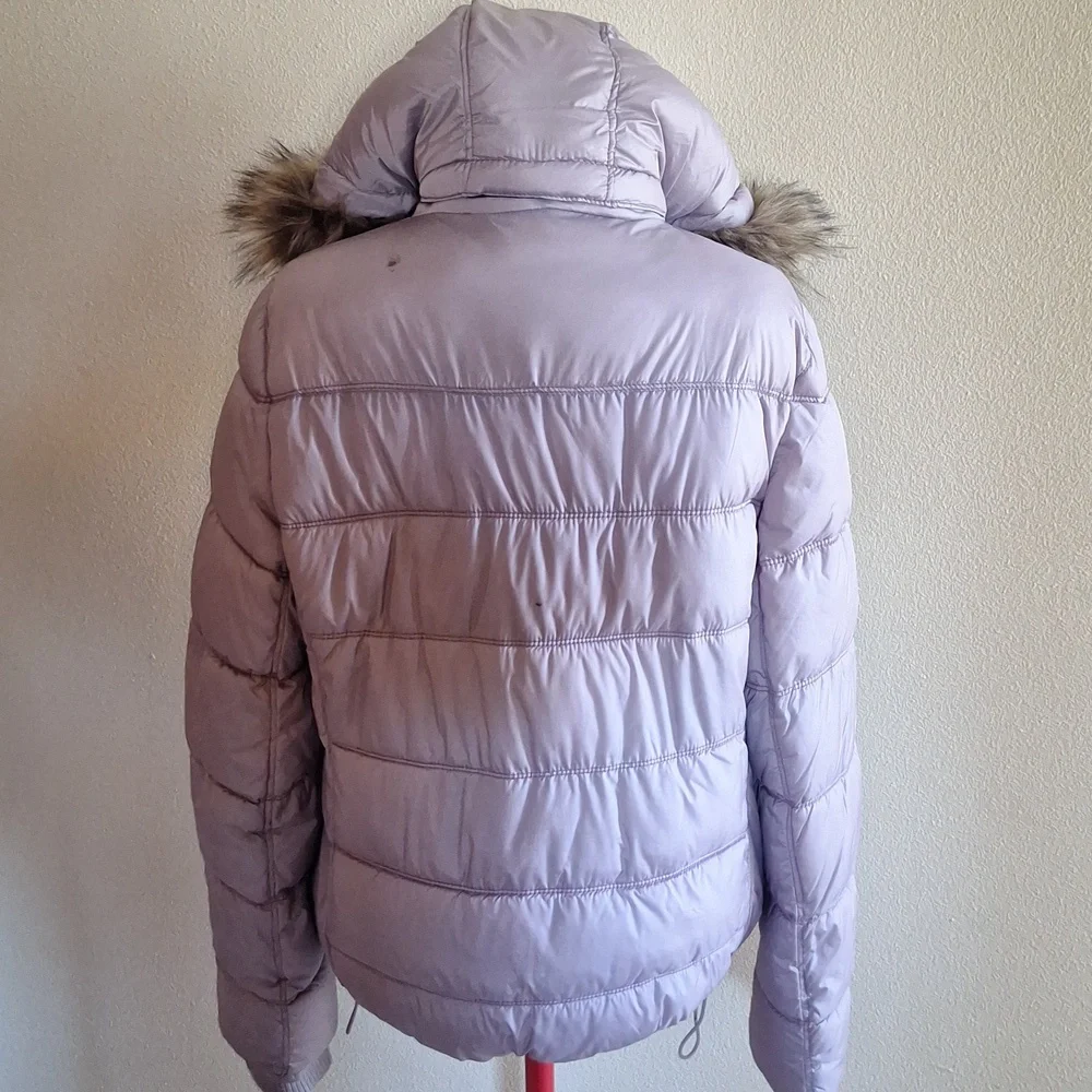 Y2K American Eagle Outfitters Lavendar Faux Fur Removable Hood Size XL/TG - Picture 2 of 12